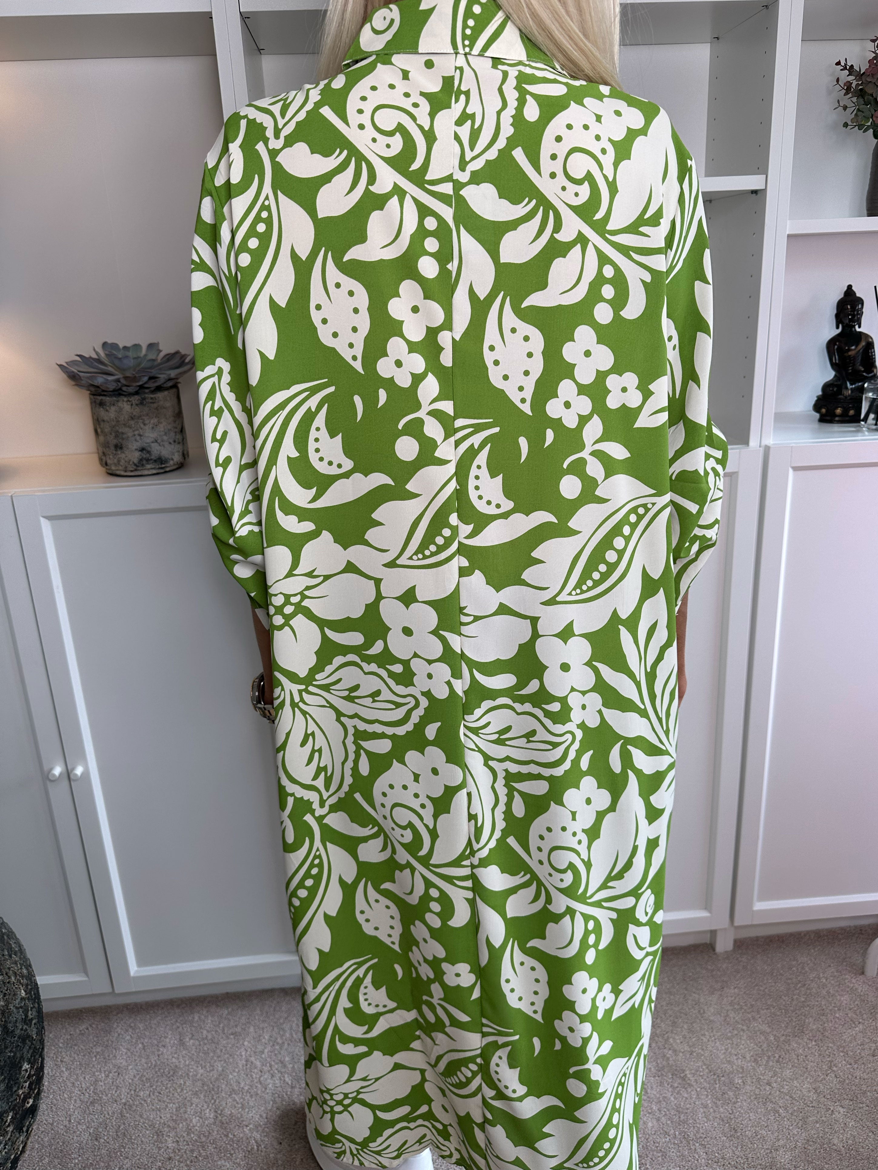 Sanne - Mångfärgad mönstrad skjortklänning